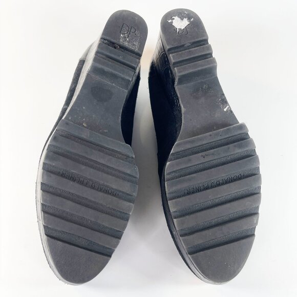 Donald J Pliner Women Black Suede/Crocodile Loafer Wedge Heel Size 6M - Picture 7 of 9